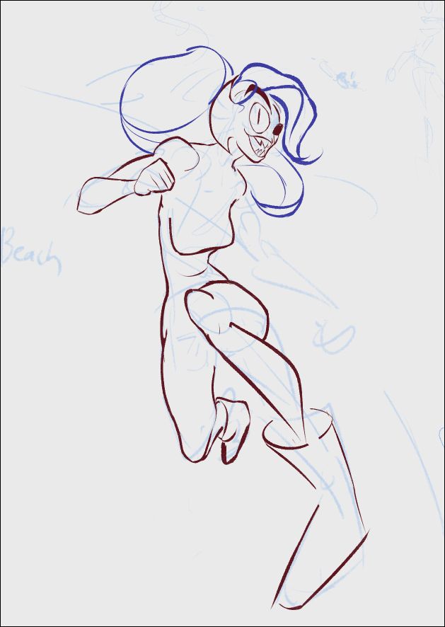 wip art of undyne from undertale doing a cool crouching pose with her spear in hand