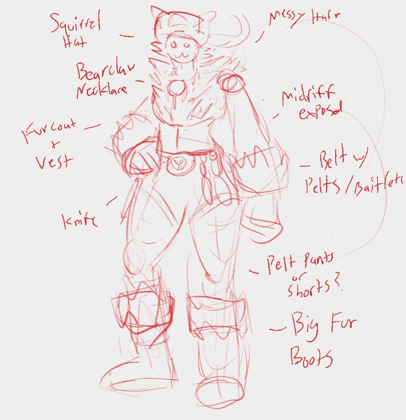 fur trapper squirrel girl sketch