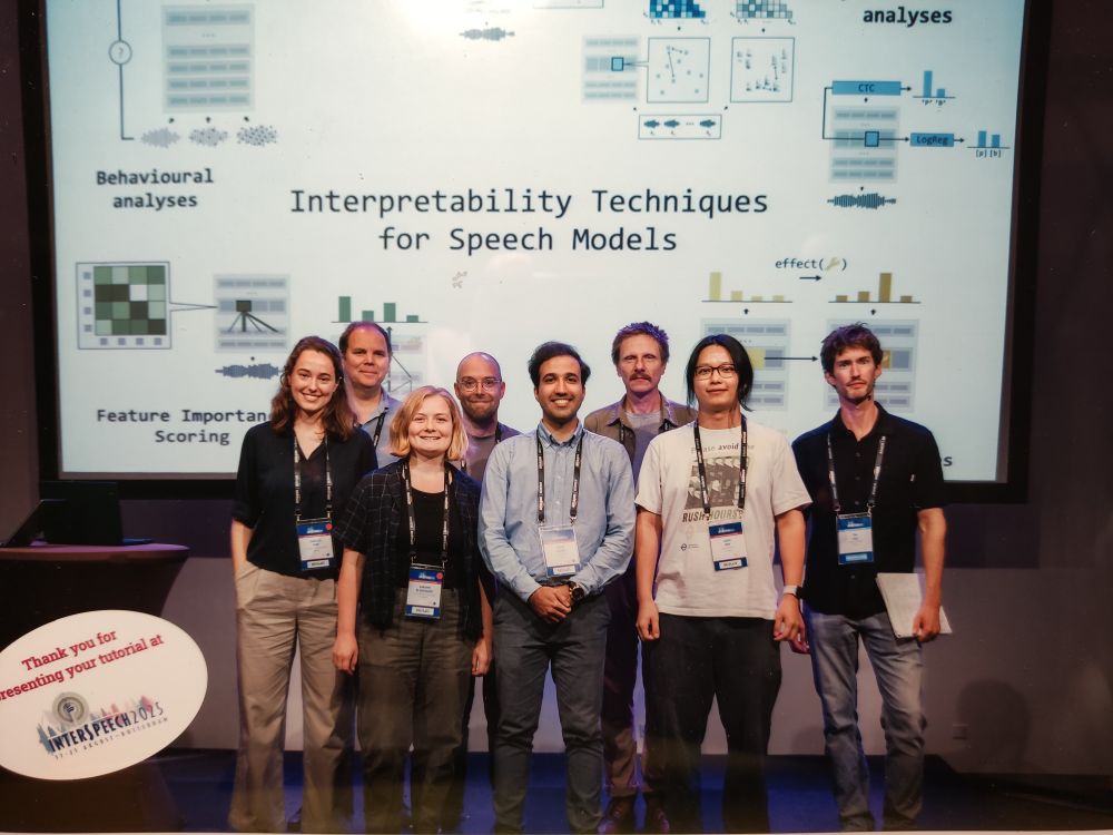 Left to right Charlotte Pouw, Willem Zuidema, Marianne de Heer Kloots,  Martijn Bentum, Hosein Mohebbi, Grzegorz Chrupała, Gaofei Shen & Tom Lentz.