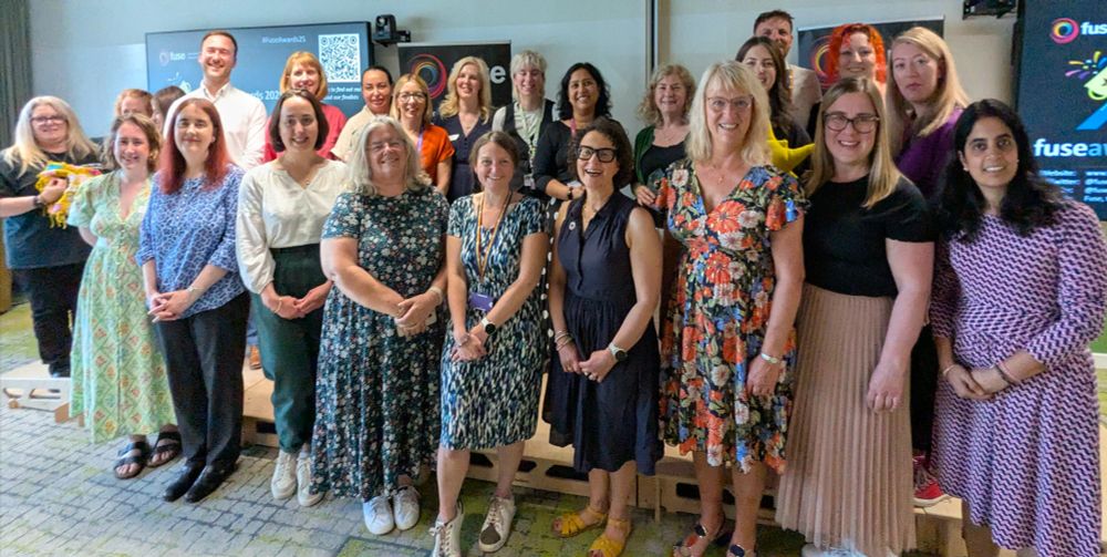Photo of the Fuse Award winners and finalists 2025 with Fuse Director Professor Sheena Ramsay (right)
