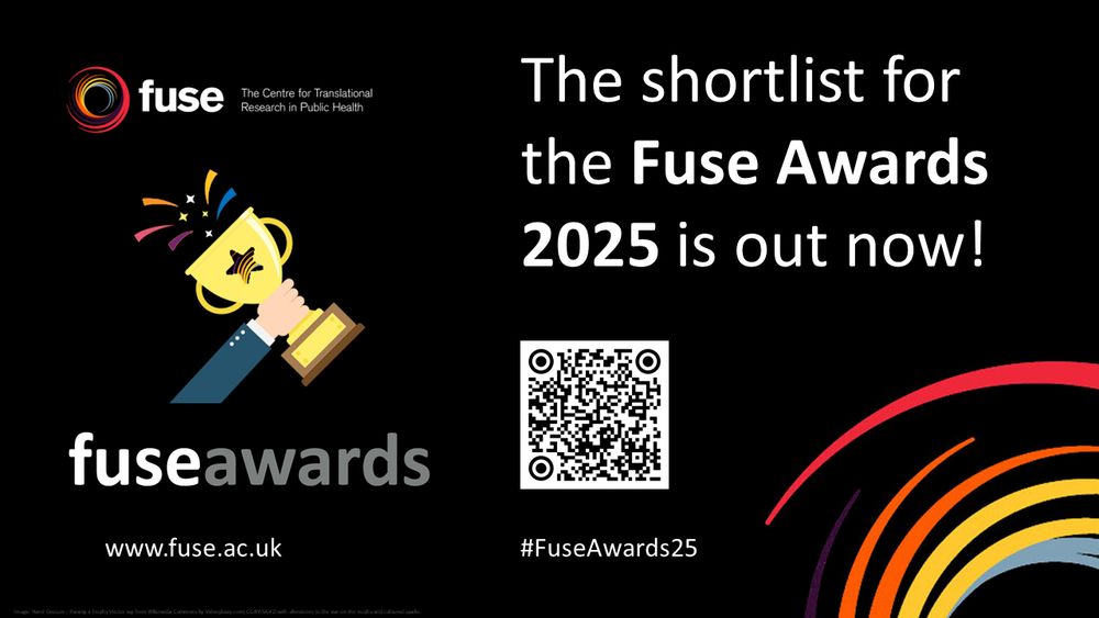 Fuse Awards Shortlisting Graphic.

Image: Hand Gesture - Raising a Trophy Vector.svg from Wikimedia Commons by Videoplasty.com, CC-BY-SA 4.0 with alterations to the star on the trophy and coloured sparks.