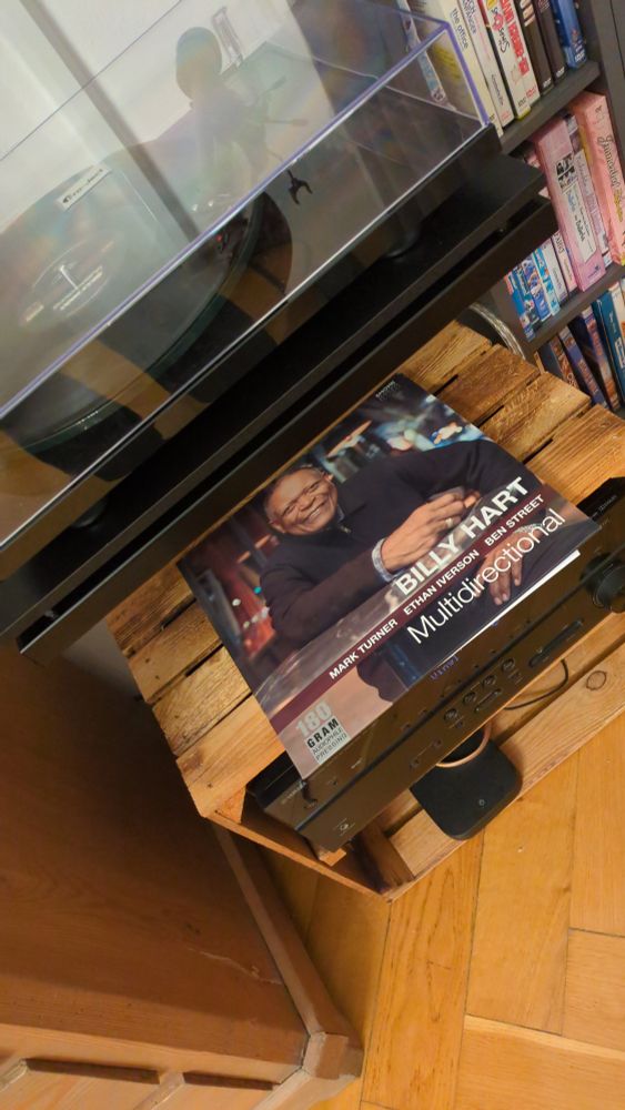 Vinyl player with sleeve of Billy Hart's "Multidirectional"