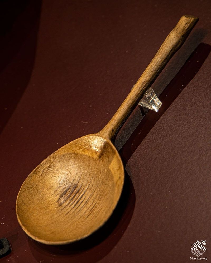 a hand-carved wooden spoon, recovered from the Mary Rose.