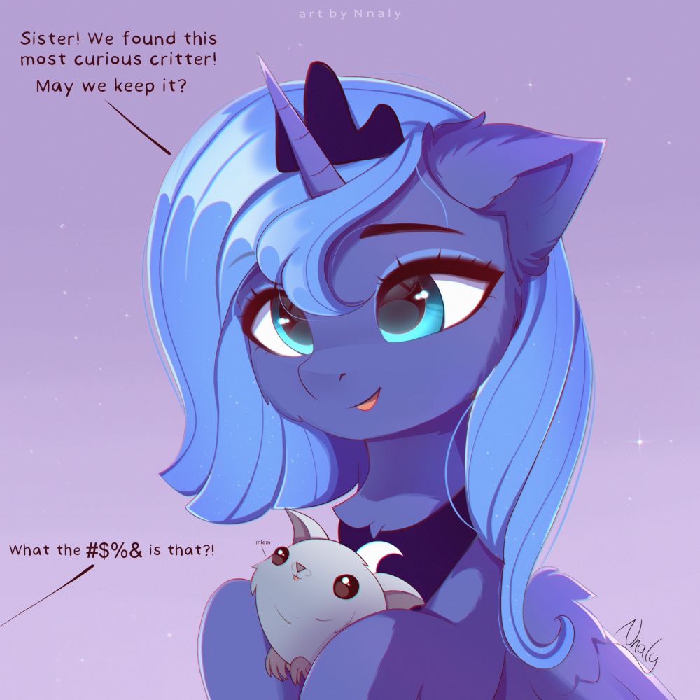 Princess Luna found a small critter. Celestia isn't happy about it