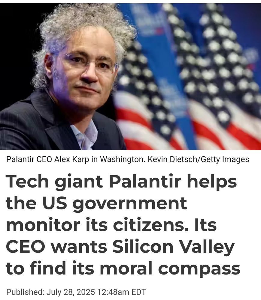 Tech giant Palantir helps the US government monitor its citizens. Its CEO wants Silicon Valley to find its moral compass