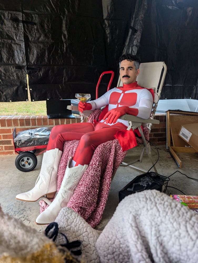 My extremely Italian husband dressed as Omni man