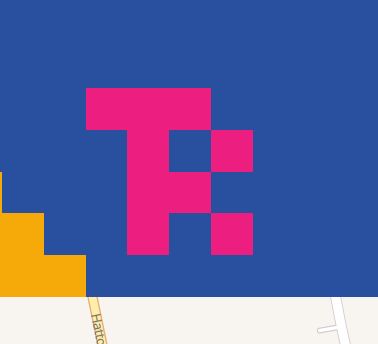 Screenshot of the collaborative art game wplace with small pixel art of revolt's logo which is a pink letter R visible