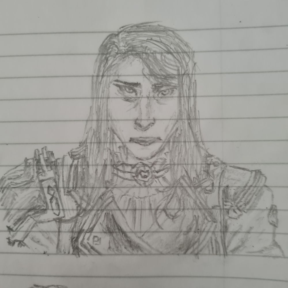 Rough pencil sketch of Caitlyn from the series Arcane