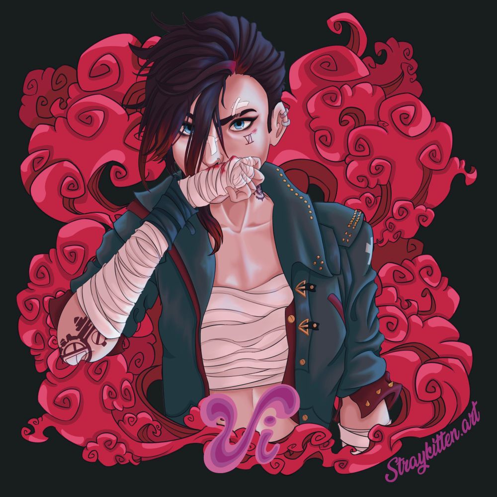 Vi from arcane season two black background 
