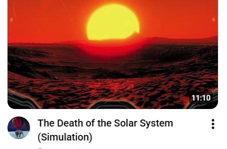 Thumbnail for a YouTube video, titled "The Death of the Solar System (Simulation)"