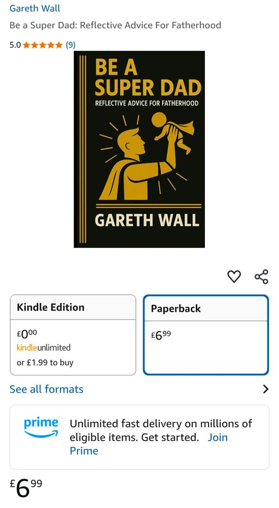 A screenshot of my book on Amazon. Be a Super Dad: Reflective Advice for Fatherhood.