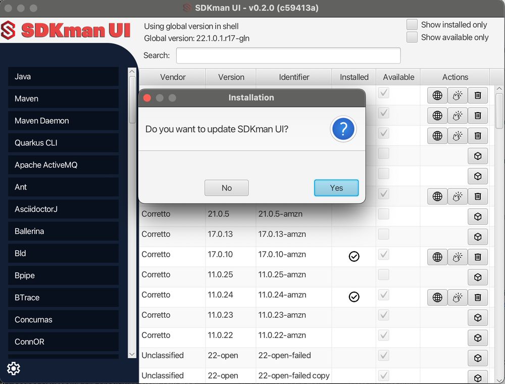 Screenshot of SKDman-UI running on OSX