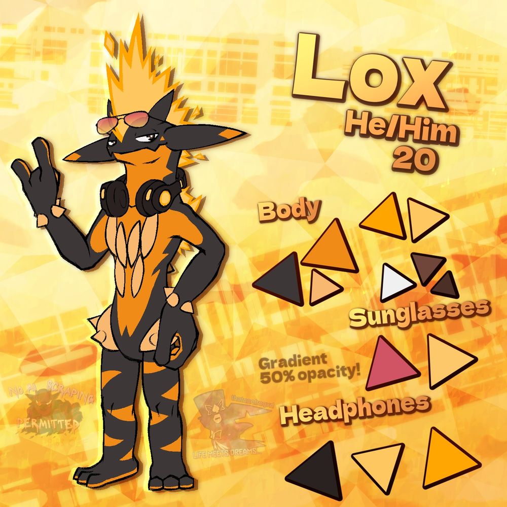 Lox, my first ever PokeSona representing me! Artwork was done by thatonefrogxd and it was an absolutely pleasure working together with him!!