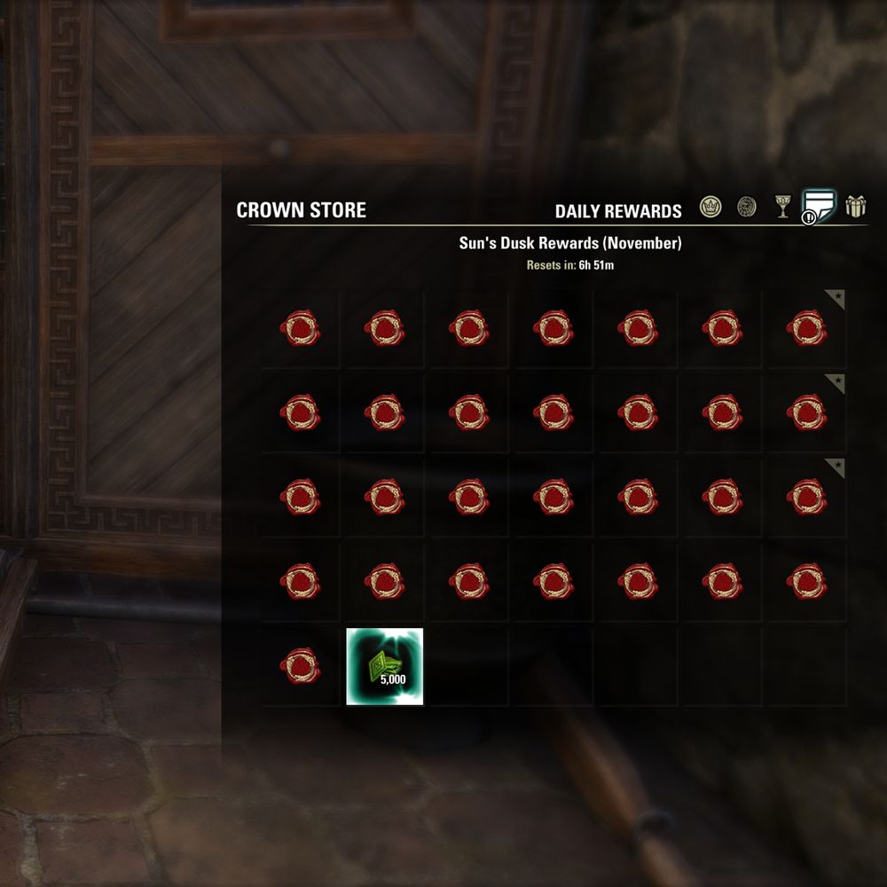 ESO daily rewards for November, all 30 claimed.
