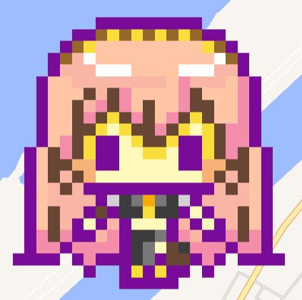 Pixel art of the Tamagotchi version of Megurine Luka.