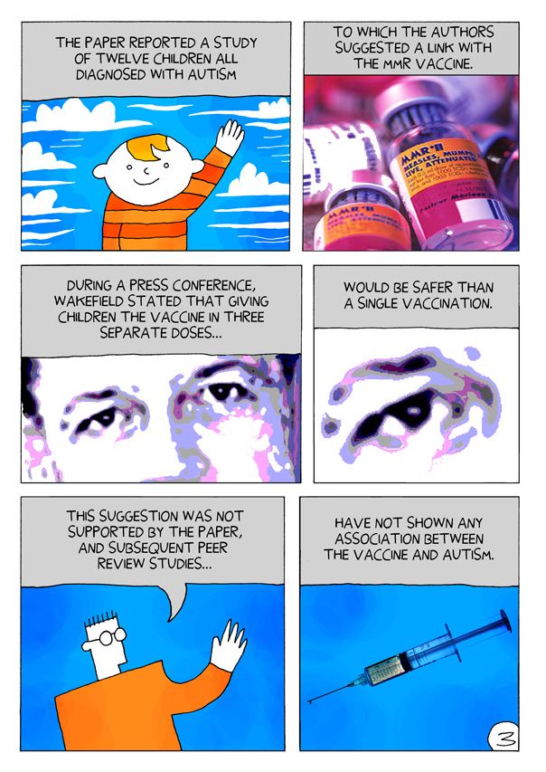 The paper reported a study of twelve children all diagnosed with autism / to which the authors suggested a link with the MMR vaccine / during a press conference, Wakefield stated that giving children the vaccine in three separate doses / would be safer than a single vaccination / this suggestion was not supported by the paper, and subsequent peer review studies / have not shown any association between the vaccine and autism