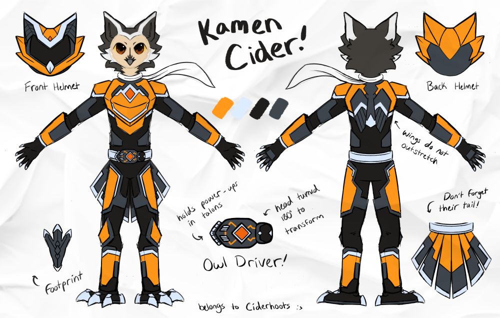 My sketchy reference sheet for Kamen Cider
