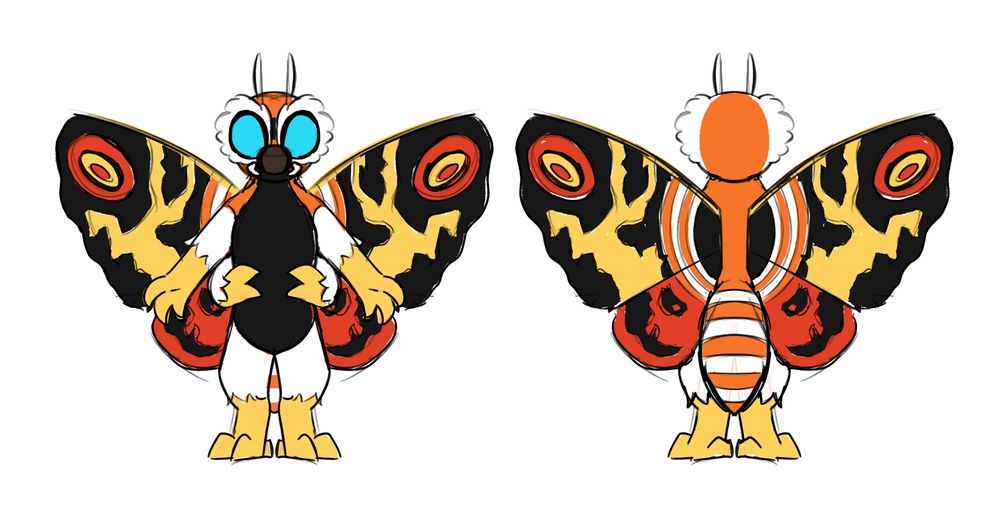 A concept sketch for a fursuit of Mothra, with a more heisei inspired design