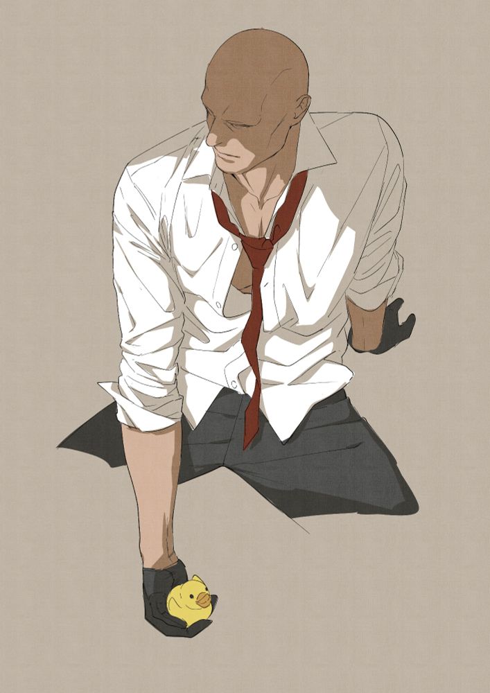 Agent 47 with a rubber duck