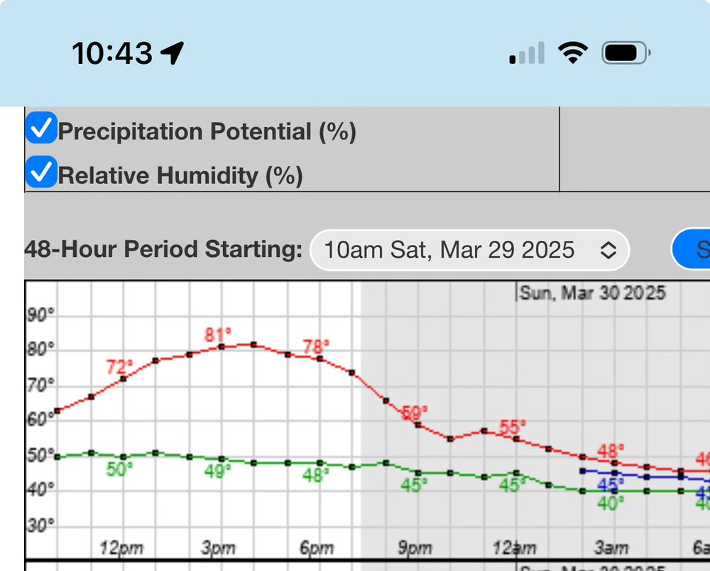 NWS hourly temperature forecast for nyc 
