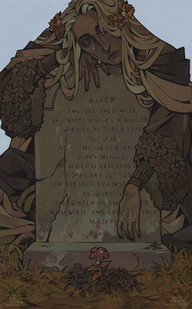 Handsome man lying over a gravestone