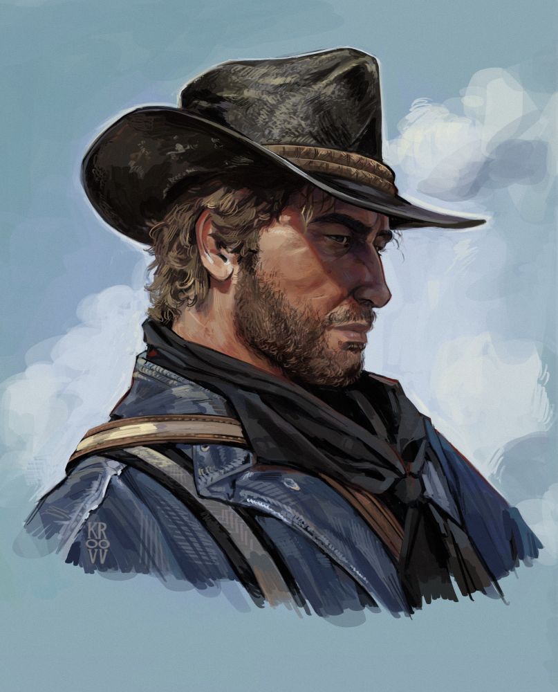 A digital painting of Arthur Morgan from red dead redemption 2