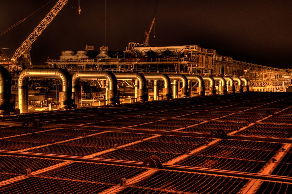 A photo of the Gas Plant at night.