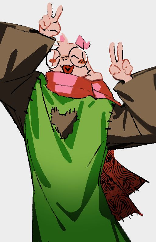 Fanart of Ralsei from Deltarune doing a double peace sign