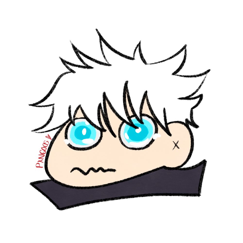 Chibi Gojo with teary eyes. He is about to cry. Loser.