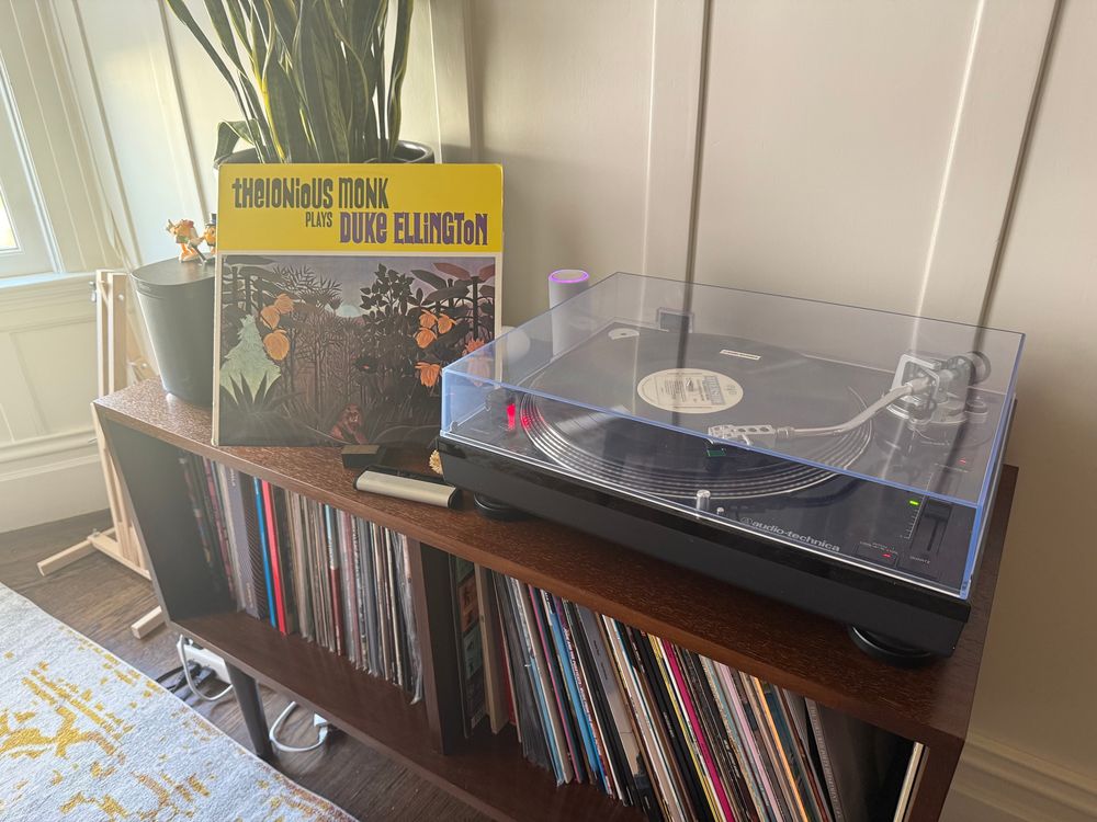Record player playing "thelonius monk plays duke ellington"