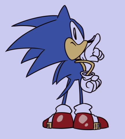 Sonic from the Sonic CD animation sequences, striking a pose