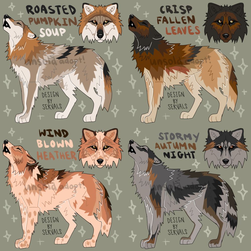 4 wolf adoptables/designs