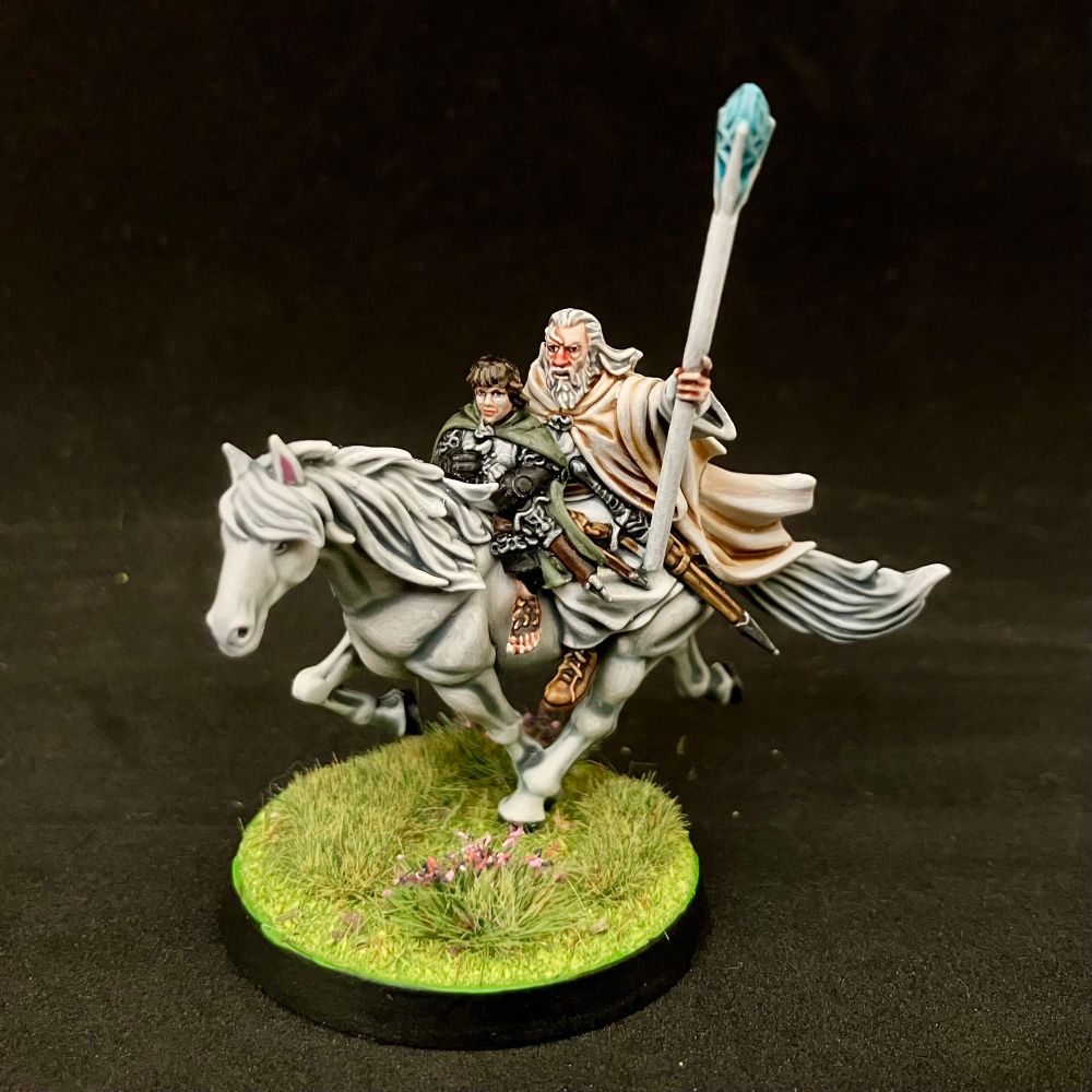 Gandalf and Pippin on Shadowfax, from Lord of the Rings.