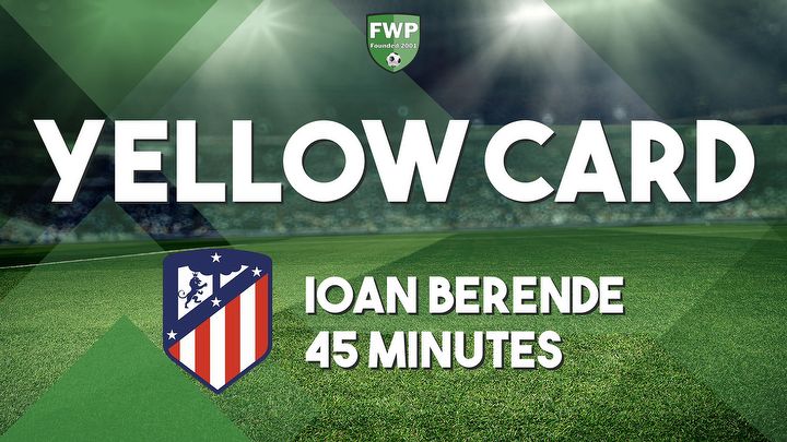 YELLOW CARD: Ioan Berende - Athletic Newham (45')