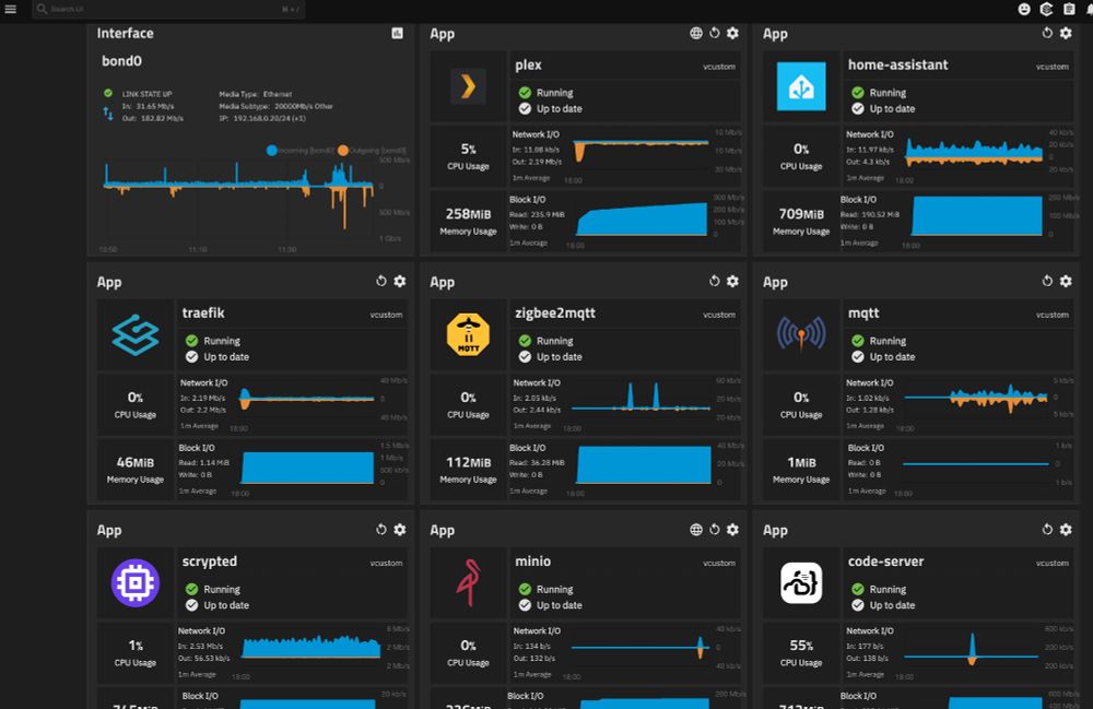 Truenas scale docker apps in a dashboard