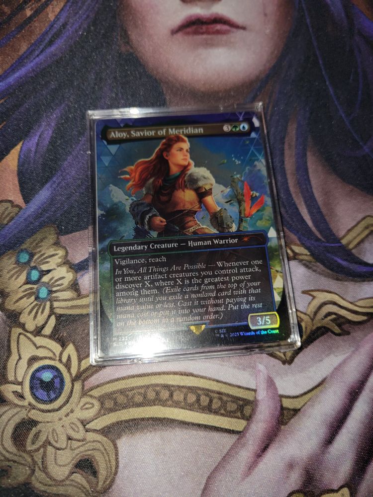 Aloy, Savior of Meridian in a snapcase cardholder 