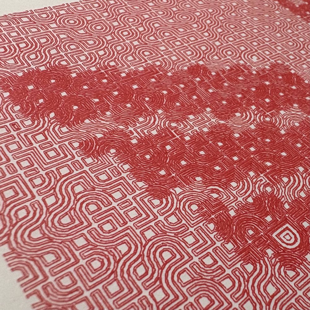 Closeup of the artwork, showing the details. 