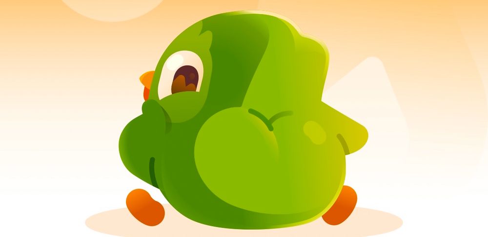 Duolingo looking back to make sure you can see his fat ass