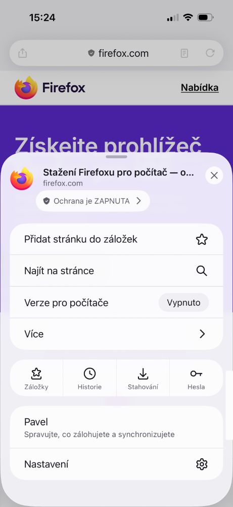 Firefox 143 pro iOS.