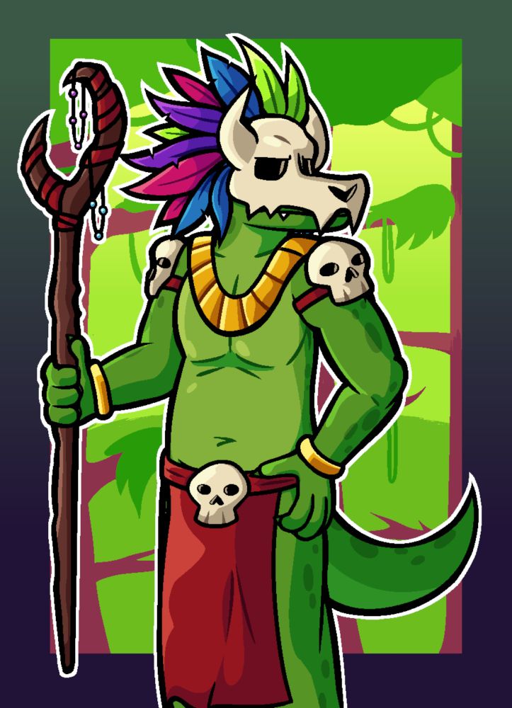 Digital artwork of the Witch Doctor from Terraria, standing infront of a simple jungle backdrop

#art #terraria #terrariafanart