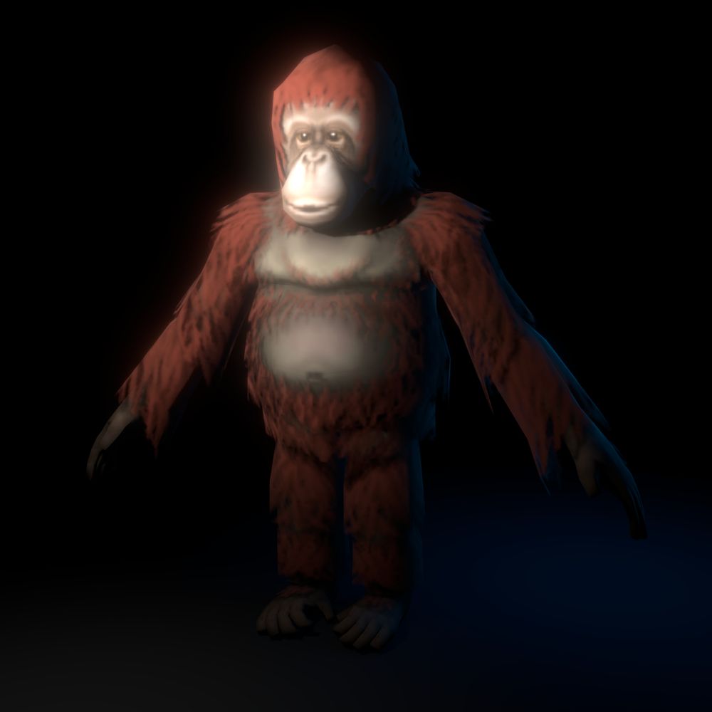 front full-body view of low-poly style orangutan 3d model