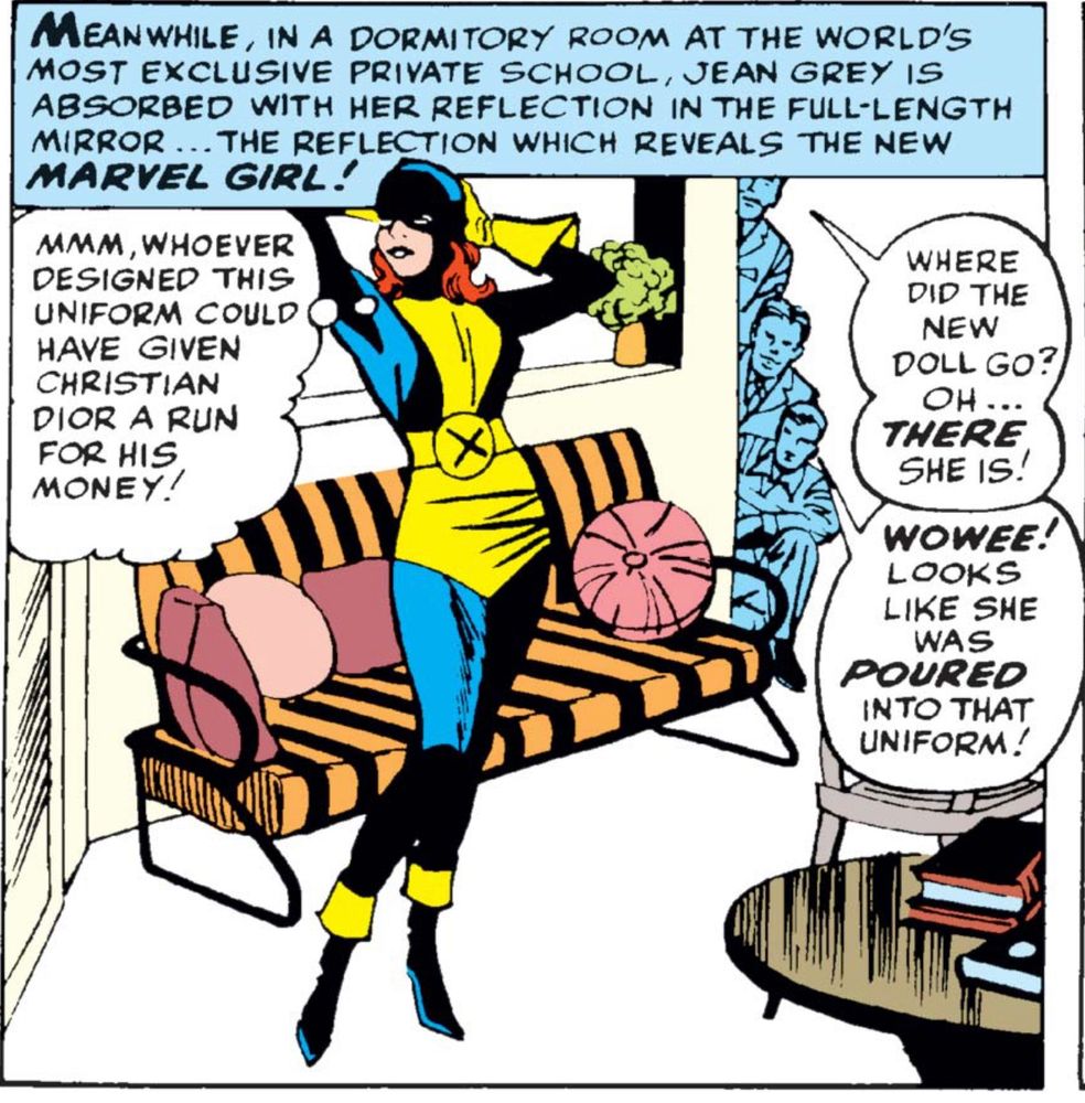 Jean likes her costume. 