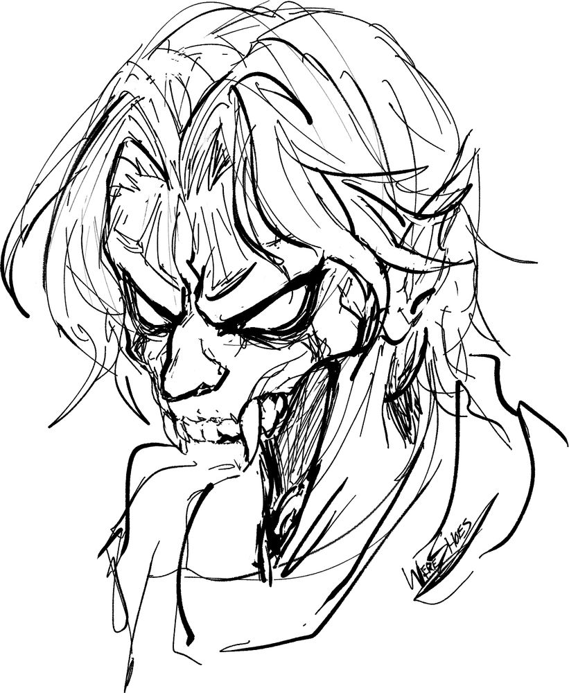 Rough bust doodle of Raziel 