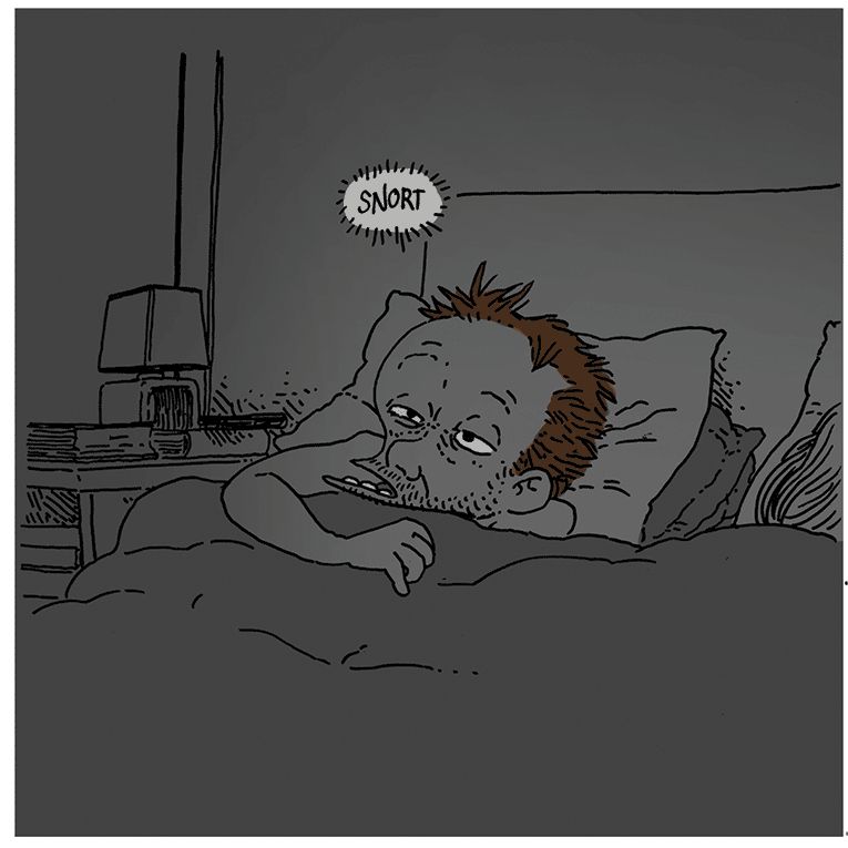 Boulet, dans le noir, se réveille brusquement en reniflant
