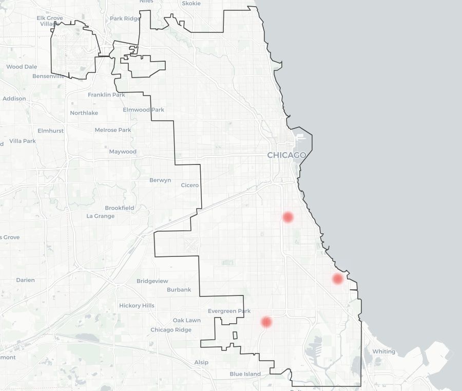 Heatmap showing distribution of dig permits in Chicago