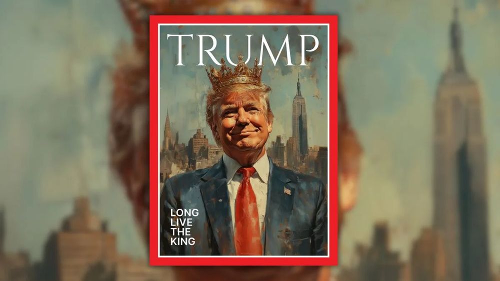 Image of Trump in a crown, looks like the cover of Time magazine.