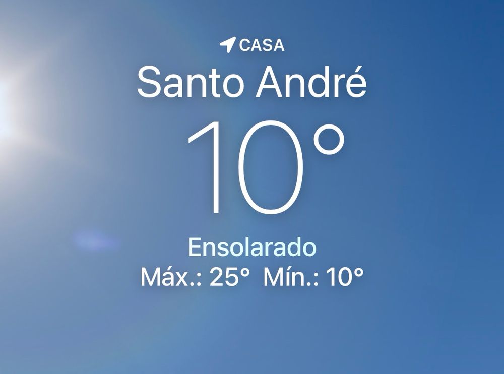 Santo André 10ºC ensolarado máxima 25ºC