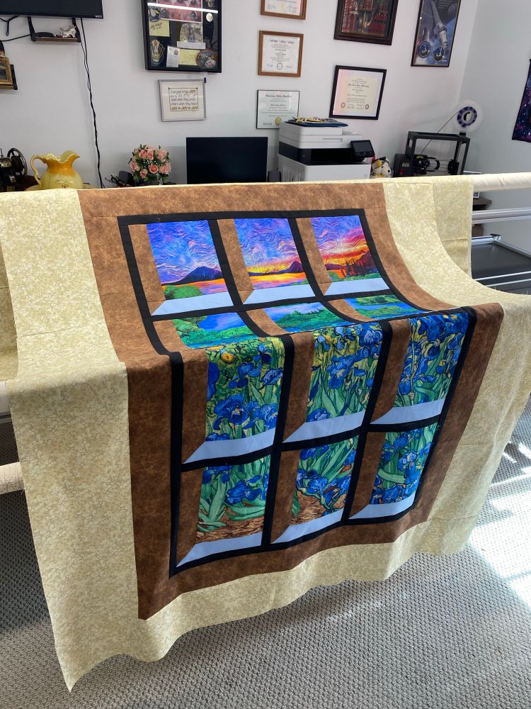 Beige border/Van Gogh ish window quilt.