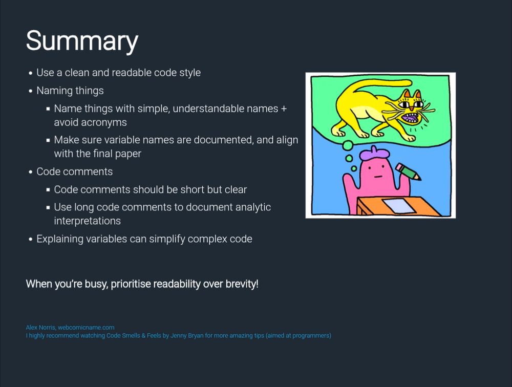 A summary slide that describes some steps scientists can take to improve their coding practices
