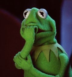 Kermit the frog looking anxious 